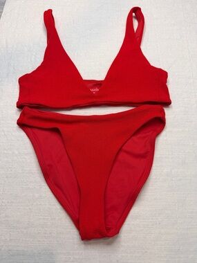 Nuuds Vibrant Red Bikini Top medium & bottom XS
